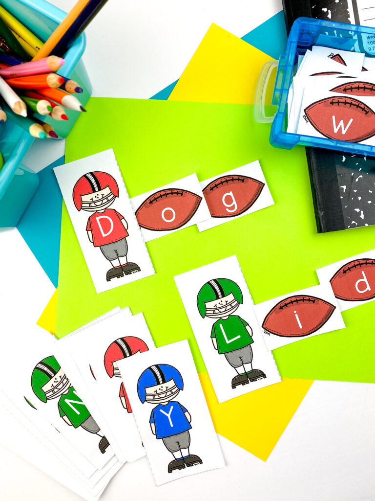 football letter cards for word building