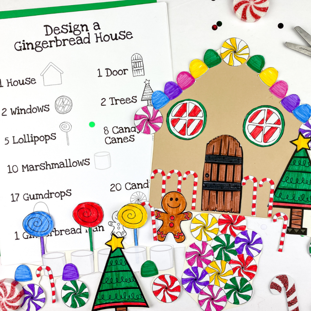 Design a Gingerbread House Numbers to 20 Christmas Math Activity
