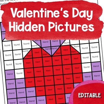 Editable Valentine's Day Hidden Picture Puzzles are an easy way to connect skills practice with theholiday