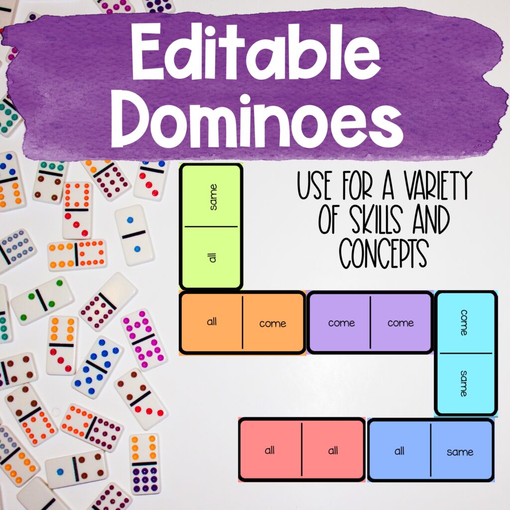 editable dominoes for a skill based review game - can be edited for a variety of skills and concepts